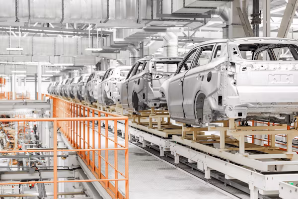 Modern automotive manufacturing assembly line
